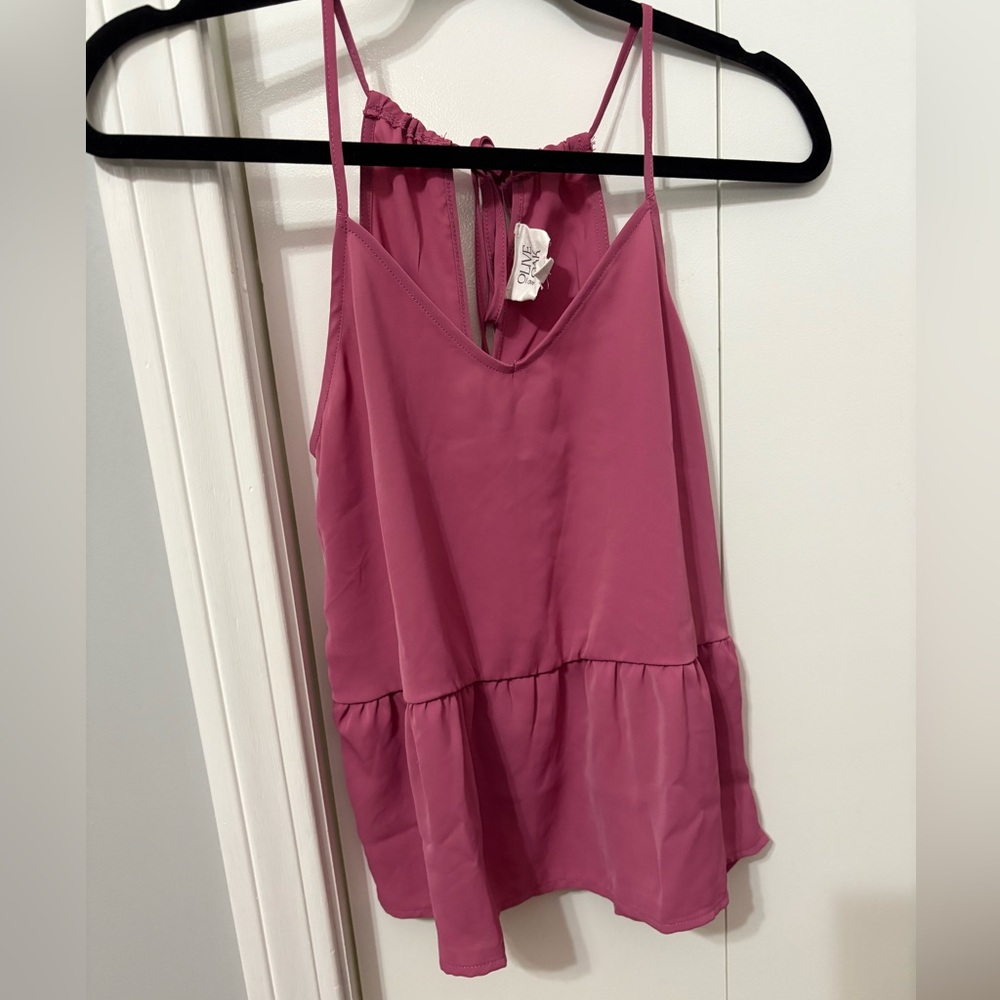 Olive & Oak Pink Asymmetrical Tiered Camisole